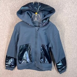 Reebok Kids Dusty Blue Metallic Iridescent Zip Up Hoodie‎ Jacket B1154RB4 Size 5